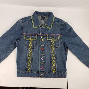 Boston Proper S Jean Jacket Embroidered Womens Cotton Denim Small Fall Coat